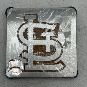 NWT St Louis Cardinals MLB Stainless Steel Drink Coasters & Caddy 4-Pack 4x4"